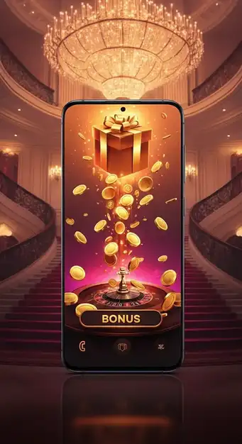 Golden Crown Casino bonus banner featuring various promotions like free spins and match bonuses on a golden and purple background, illustrating casino's generous offers
