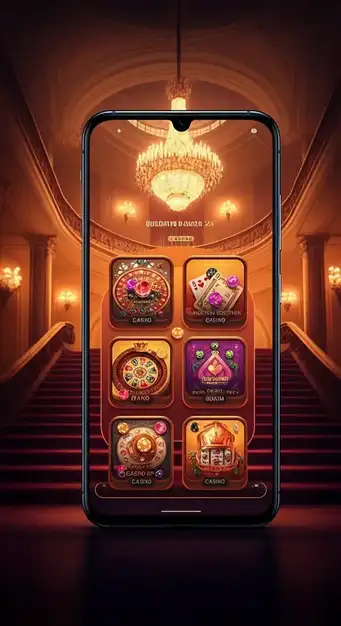 The sleek and modern interface of Golden Crown Casino displaying various slot games and live dealer options, emphasizing mobile and crypto features.